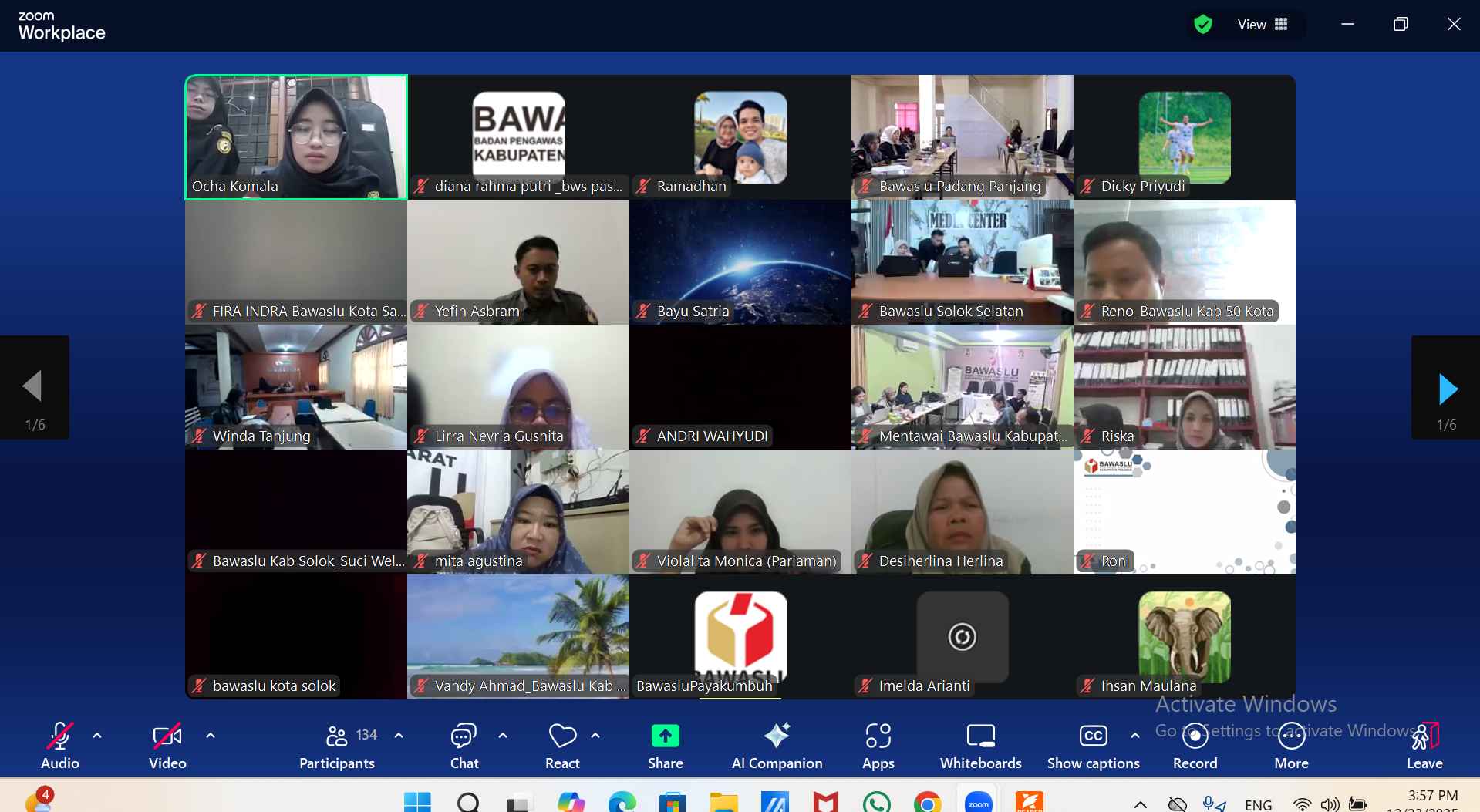 Tampilan layar plafom Zoom SKP